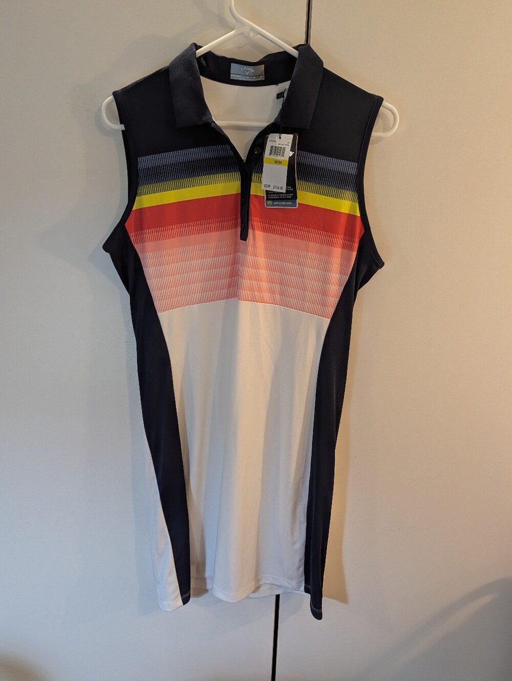 Callaway Womans Sleeveless Polo Dress in Navy, White, Yellow, Red & Coral NWT
